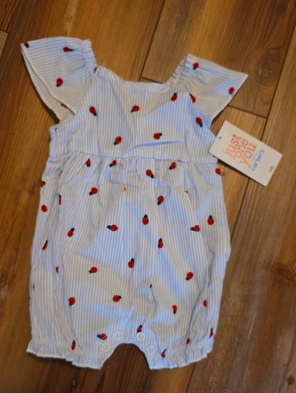 Just One You by Carter's Blue Stripe Ladybug Baby One-Piece